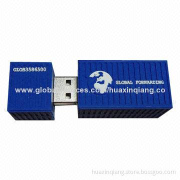 Container USB Flash Disk, PVC Material, 128MB-64GB Capacity, 35g, Any Color, 5-year Warranty